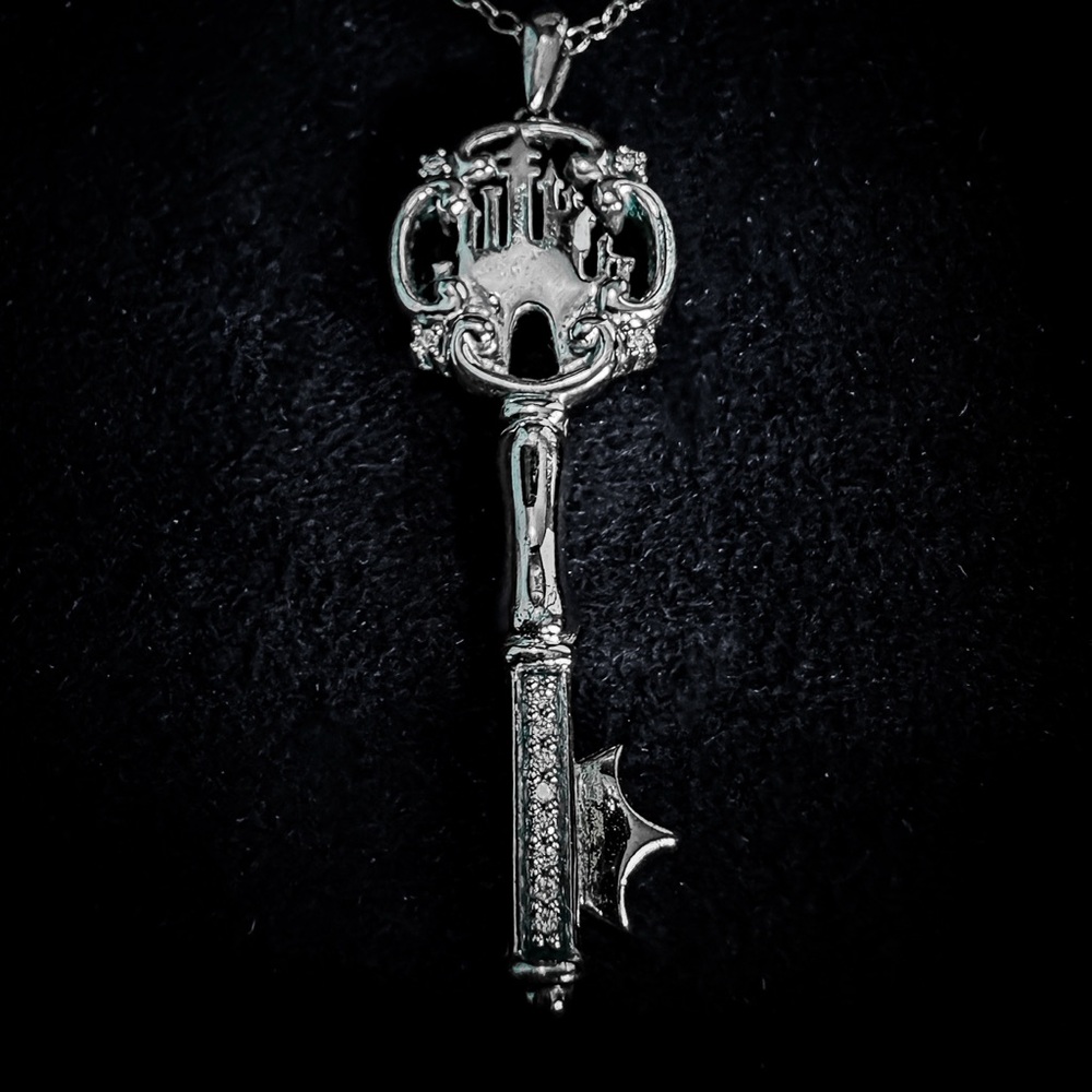 Disney Enchanted Fine Jewelry Castle Key Necklace-sterling silver, diamond - Picture 7 of 10